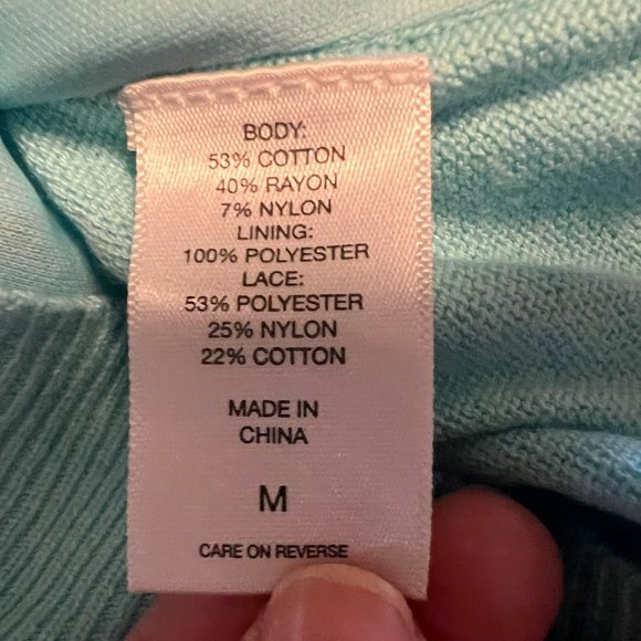 New York & Company Blue, Green, White Lace Front Cardigan - Medium - Picture 4 of 4